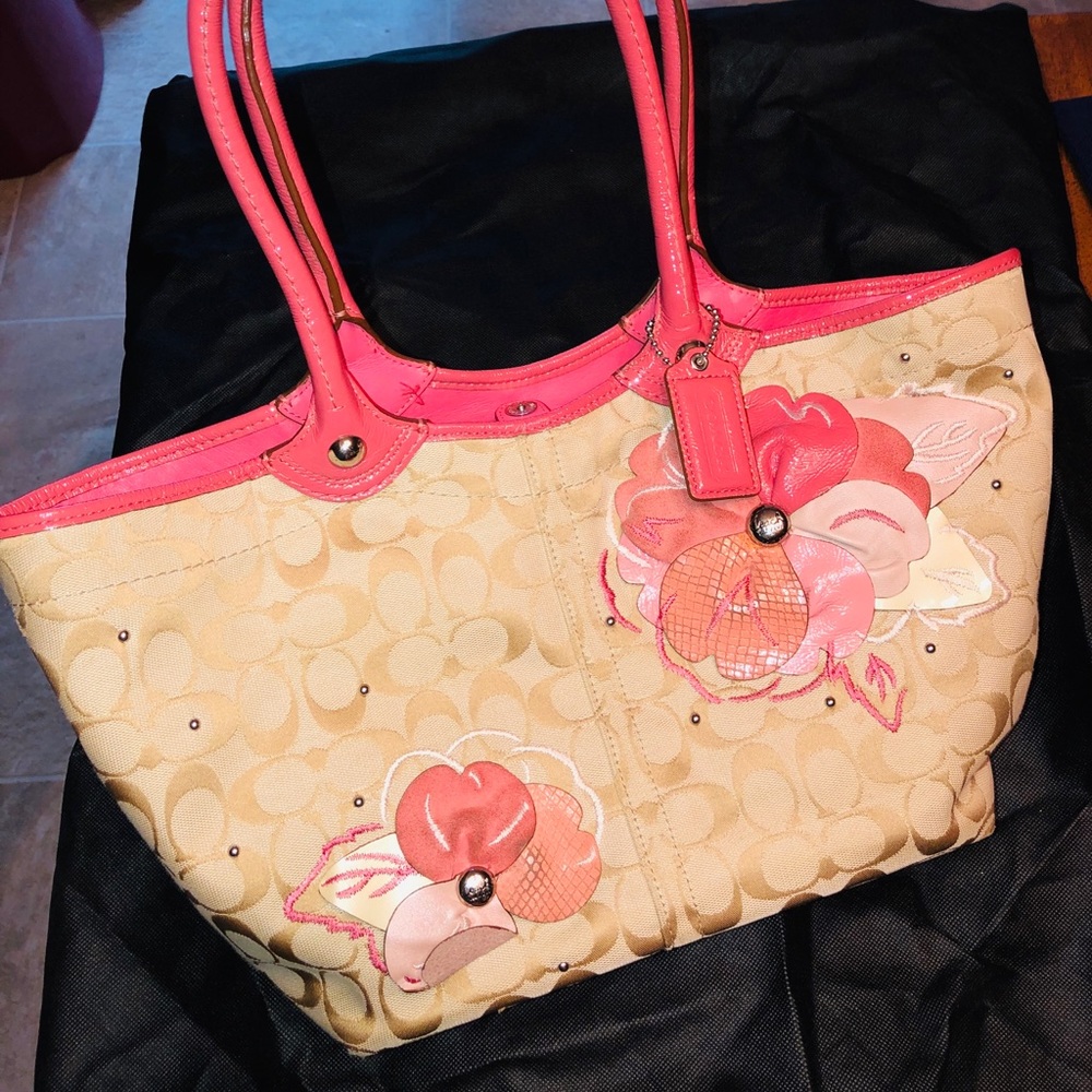 Authentic Coach Signature w/ pink accents